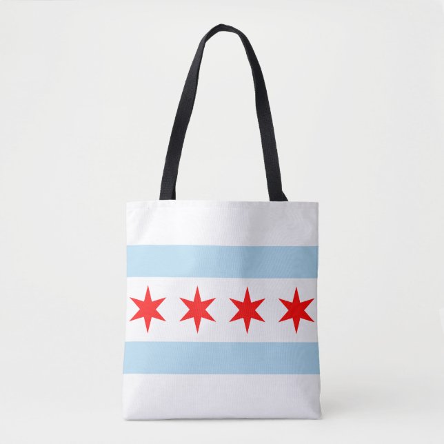 Bolso De Tela Bandera de Chicago, Illinois Tote Bag (Anverso)