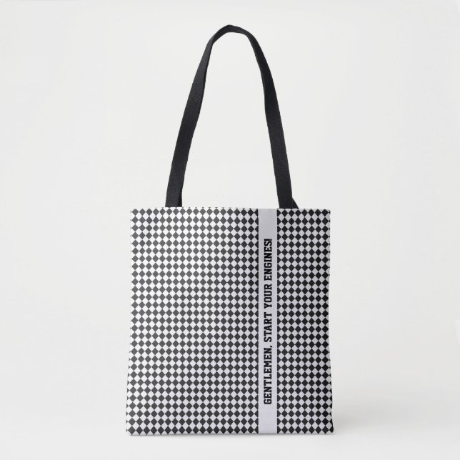 Bolso De Tela Bandera de control de Carreras Caballeros Iniciar  (Anverso)