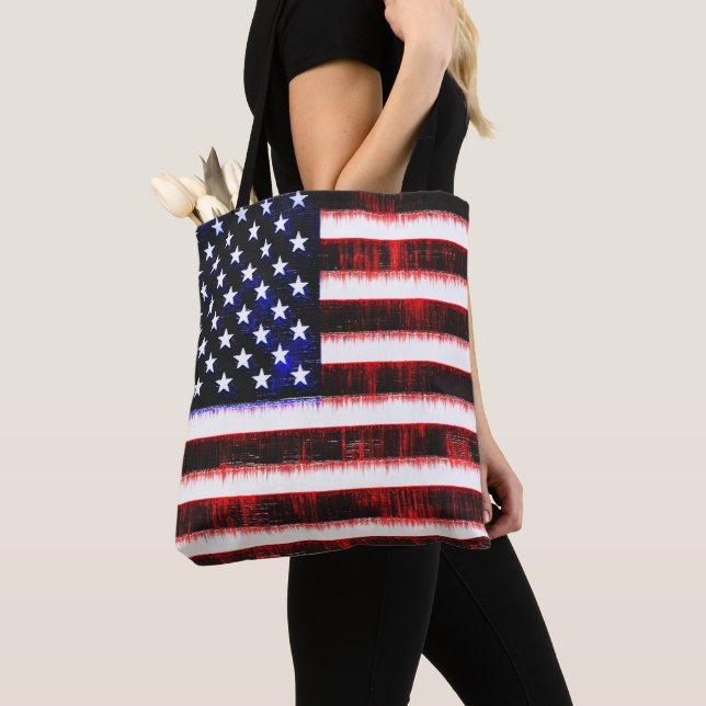 Bolso De Tela Bandera de Estados Unidos - Estados Unidos, lloviz (Detalle)