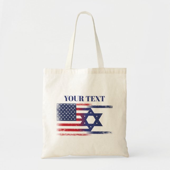 Bolso De Tela Bandera de Estados Unidos Israel (Frente)