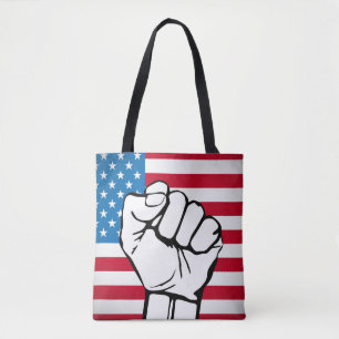 Bolso De Tela Bandera de Estados Unidos Puño en ascenso