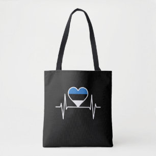 Bolso De Tela Bandera de Estonia de latido cardíaco