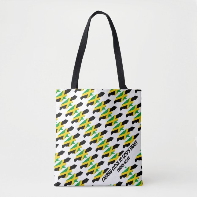 Bolso De Tela BANDERA DE JAMAICA | Gods Heart | Isaías 40 (Anverso)