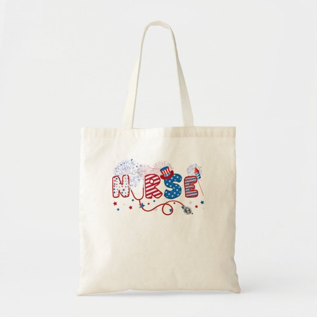 Bolso De Tela Bandera de la enfermera estadounidense registrada  (Frente)