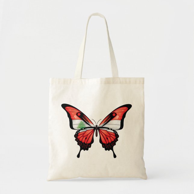 Bolso De Tela Bandera de la mariposa de cola torta del Líbano (Frente)