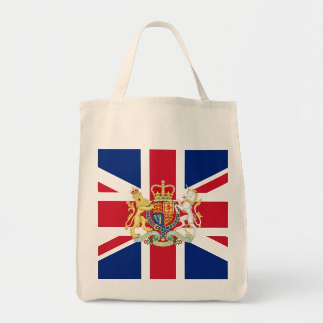 Bolso De Tela Bandera de la Unión Británica y Escudo Real (Frente)