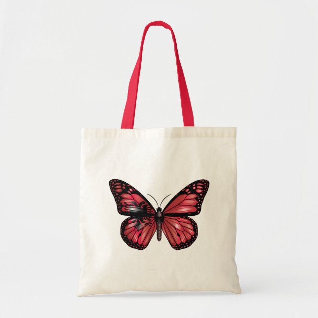 Bolso De Tela Bandera de las mariposas monarcas de Albania (Frente)