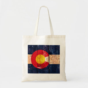 Bolso De Tela Bandera de madera rústica apenada del estado de