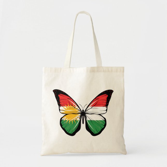Bolso De Tela Bandera de mariposa de Kurdistán (Frente)