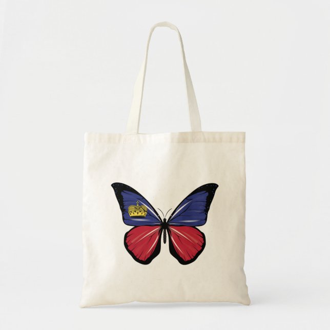 Bolso De Tela Bandera de mariposa de Liechtenstein (Frente)