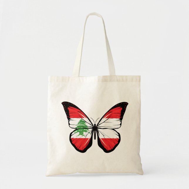 Bolso De Tela Bandera de mariposa del Líbano (Frente)