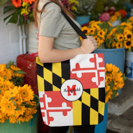Bolso De Tela Bandera de Maryland Monogramed Tote Bag