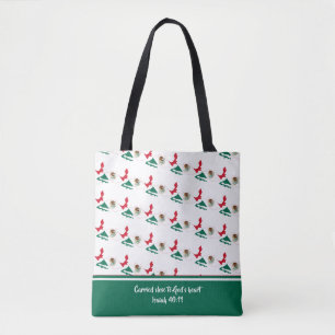 Bolso De Tela Bandera de MÉXICO Escritura Cristiana VERDE