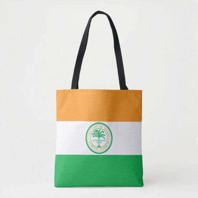 Bolso De Tela Bandera de Miami, Florida Tote Bag (Anverso)