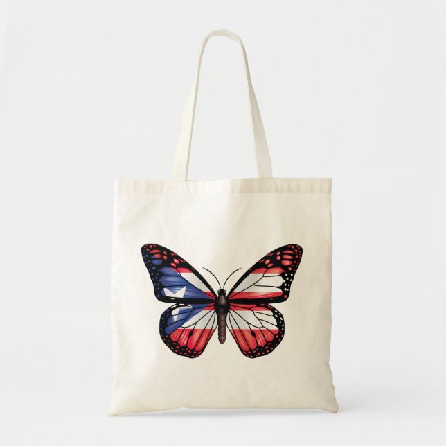 Bolso De Tela Bandera de monarca de mariposa de Puerto Rico (Frente)