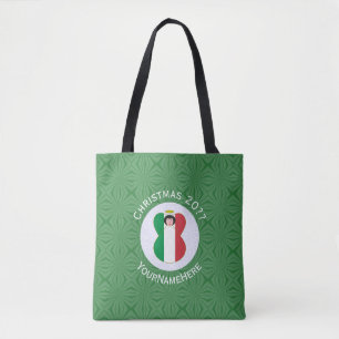 Bolso De Tela Bandera de Navidad del ángel italiano personalizad