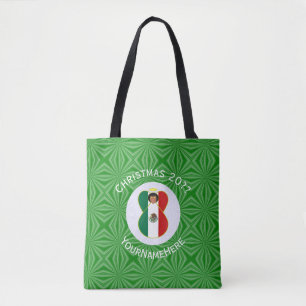 Bolso De Tela Bandera de Navidad del Ángel Mexicano Personalizad