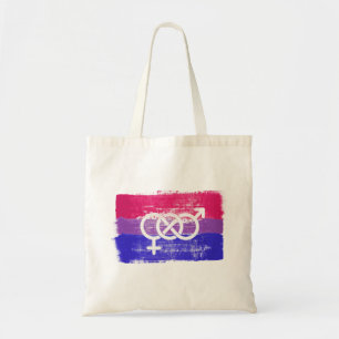 BOLSO DE TELA BANDERA DE ORGULLO CON SÍMBOLO BISEXUAL PINTADO