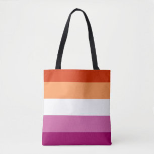 Bolso De Tela Bandera de Orgullo Lesbiana (5 Franjas)