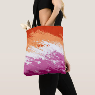 Bolso De Tela Bandera de orgullo lésbico abstracto trippy groovy