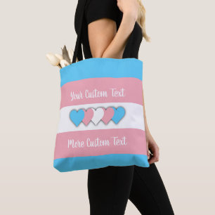Bolso De Tela Bandera de orgullo transgénero con texto