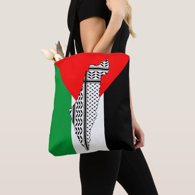 Bolso De Tela Bandera de Palestina y mapa con el modelo de Keffi (Detalle)