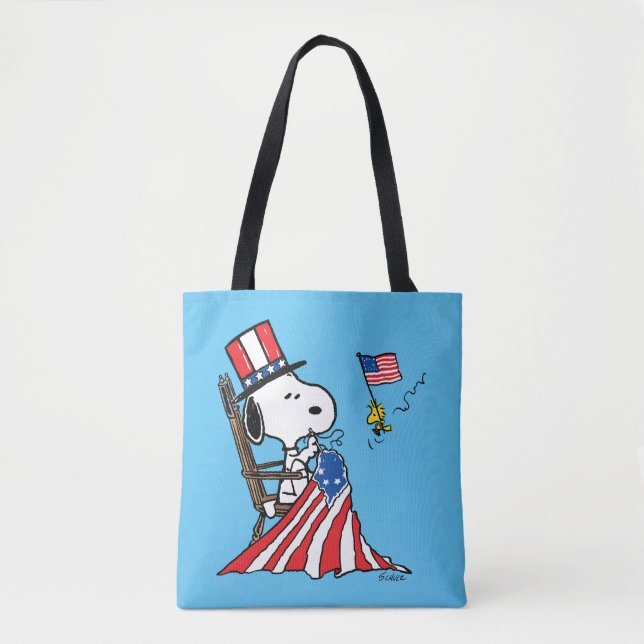 Bolso De Tela Bandera de Snoopy Sgire el 4 de julio (Anverso)