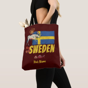 Bolso De Tela Bandera de Suecia y recuerdo del alce