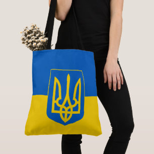 Bolso De Tela Bandera de Ucrania con escudo de armas