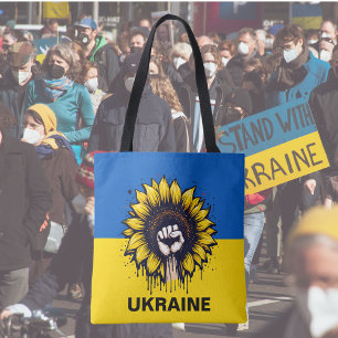 Bolso De Tela Bandera de Ucrania de apoyo a los girasoles en tod