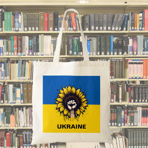 Bolso De Tela Bandera de Ucrania de apoyo al girasol