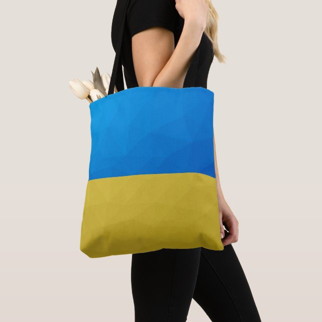 Bolso De Tela Bandera de Ucrania malla de patrón geométrico azul (Detalle)