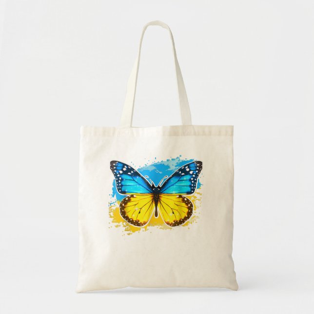 Bolso De Tela Bandera de Ucrania Mariposa de Ucrania (Frente)
