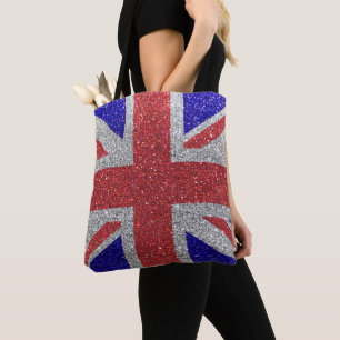 Bolso De Tela Bandera de Union Jack del Purpurina del Reino Unid