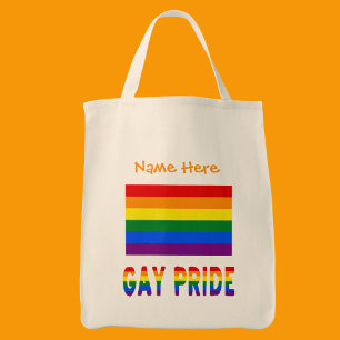 Bolso De Tela Bandera del Arcoíris del Orgullo Gay Naranja Perso