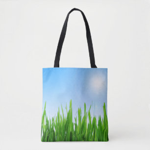 Bolso De Tela Bandera del cielo azul verde