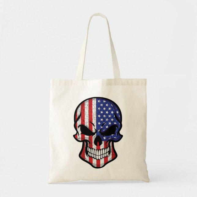 Bolso De Tela Bandera del cráneo sonriente de Estados Unidos (Frente)