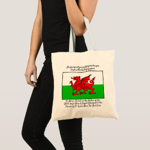 Bolso De Tela Bandera del dragón galés Llanfairpwllgwyngyll