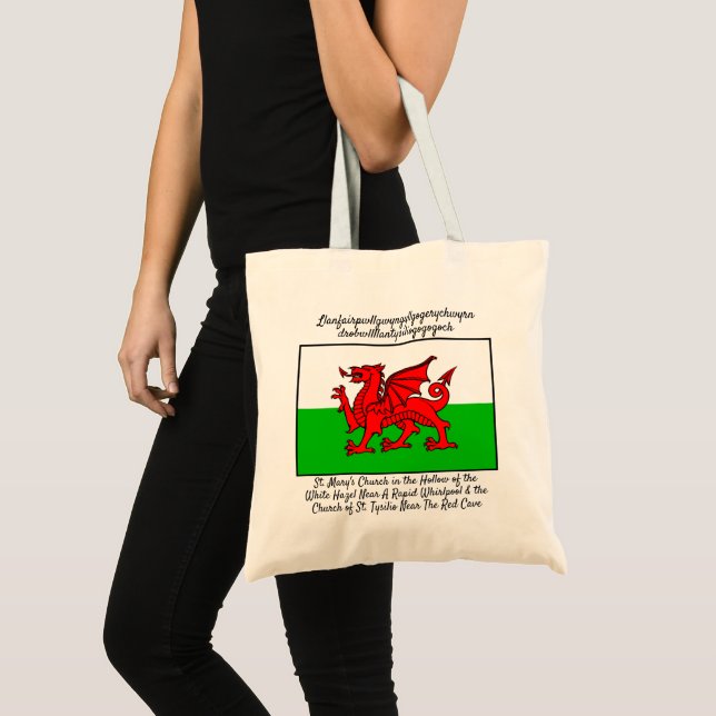 Bolso De Tela Bandera del dragón galés Llanfairpwllgwyngyll (Anverso (producto))