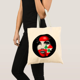 Bolso De Tela Bandera del Líbano y mapa de la cara de los chicas