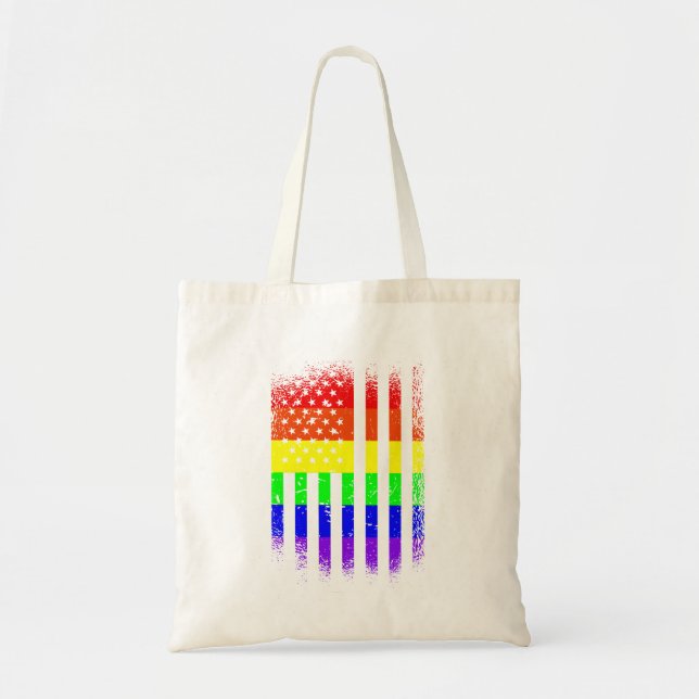 Bolso De Tela bandera del orgullo americano arco iris lgbt (Frente)