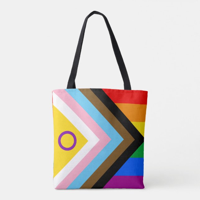 Bolso De Tela Bandera del Orgullo de Progreso Inclusivo Intersex (Reverso)