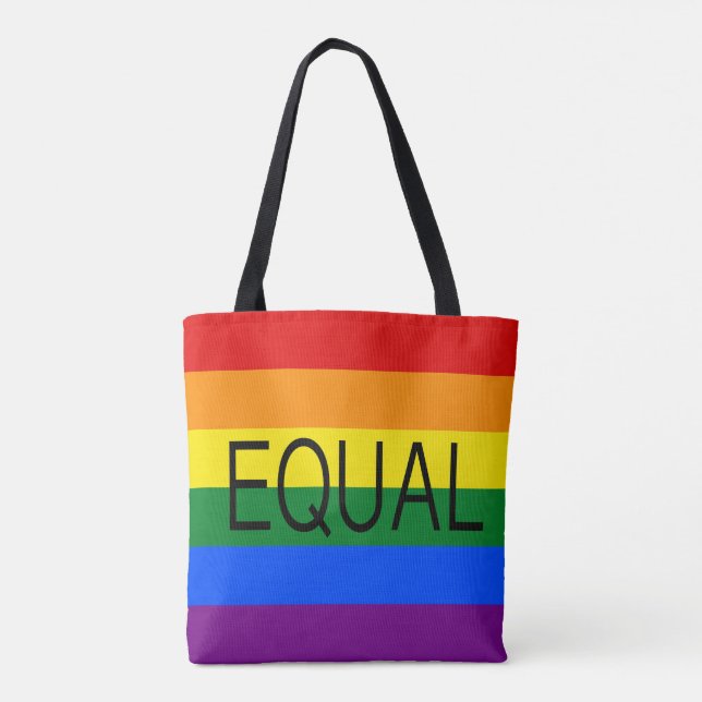 Bolso De Tela Bandera del orgullo gay EQUAL LGBT (Reverso)