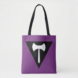 Bolso De Tela Bandera del Orgullo Lesbiano  Hacha Púrpura