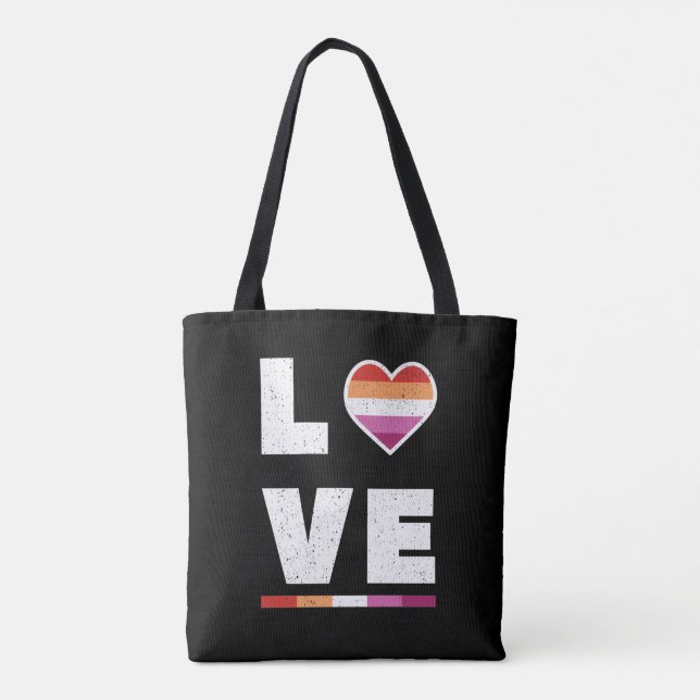 Bolso De Tela Bandera del Orgullo Lésbico LGBTQ Molesta Amor Gru (Reverso)