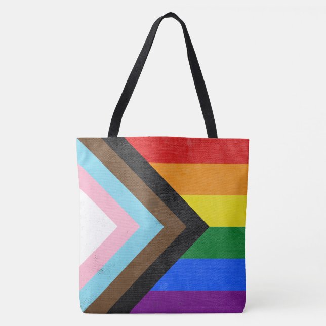 Bolso De Tela Bandera del Orgullo Progreso (Anverso)