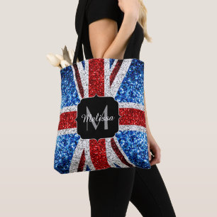 Bolso De Tela Bandera del Reino Unido azul rojo brillante purpur