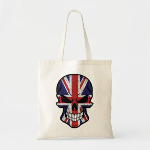 Bolso De Tela Bandera del Reino Unido con calavera sonriente