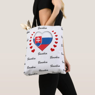 Bolso De Tela Bandera eslovaca y deporte de corazón