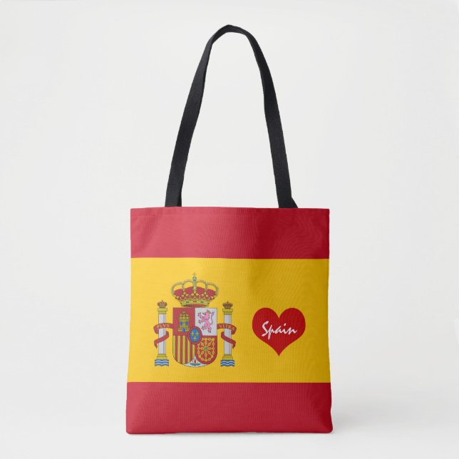 Bolso De Tela Bandera española con corazón rojo - fanáticos de l (Anverso)